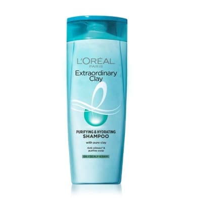 L'Oreal Paris Purifying and Hydrating Shampoo, For Oily Roots & Dry Ends, Extraordinary Clay, 180ml