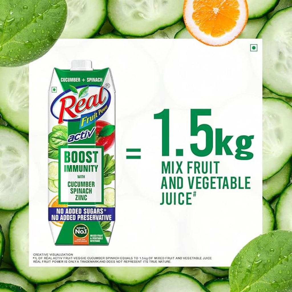 Real Activ Cucumber Spinach Fruit Juice - 1L 