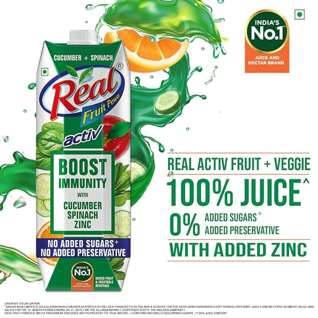 Real Activ Cucumber Spinach Fruit Juice - 1L 