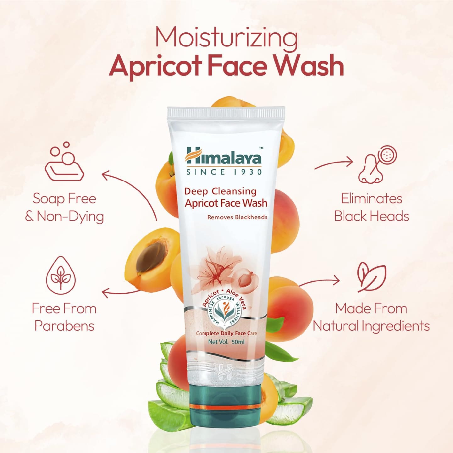 Himalaya Herbal Deep Cleansing Apricot Face Wash, 50ml