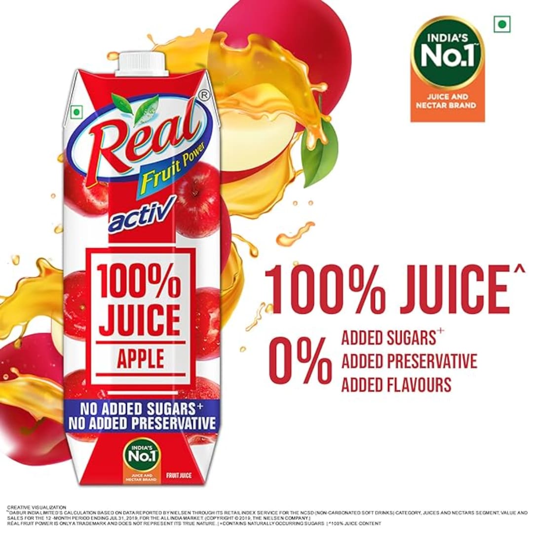 Real Activ 100% Apple Fruit Juice - 1L
