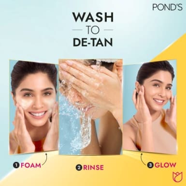 Pond's Detan Facewash for Tan Reduction, with Brightening Vitamin C & Niacinamide, All Skin Types, 100gm