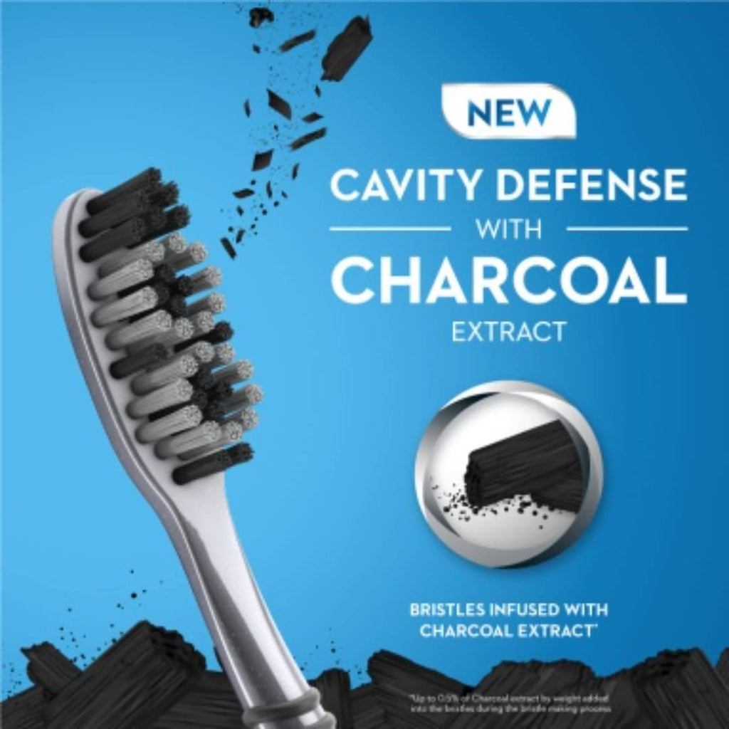Oral B Cavity Defense 123 Black Manual Toothbrush for adults with charcoal extract- Medium (Pack of 4)