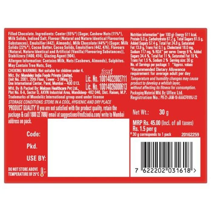 Cadbury Nutties Chocolate Pack, 30gm