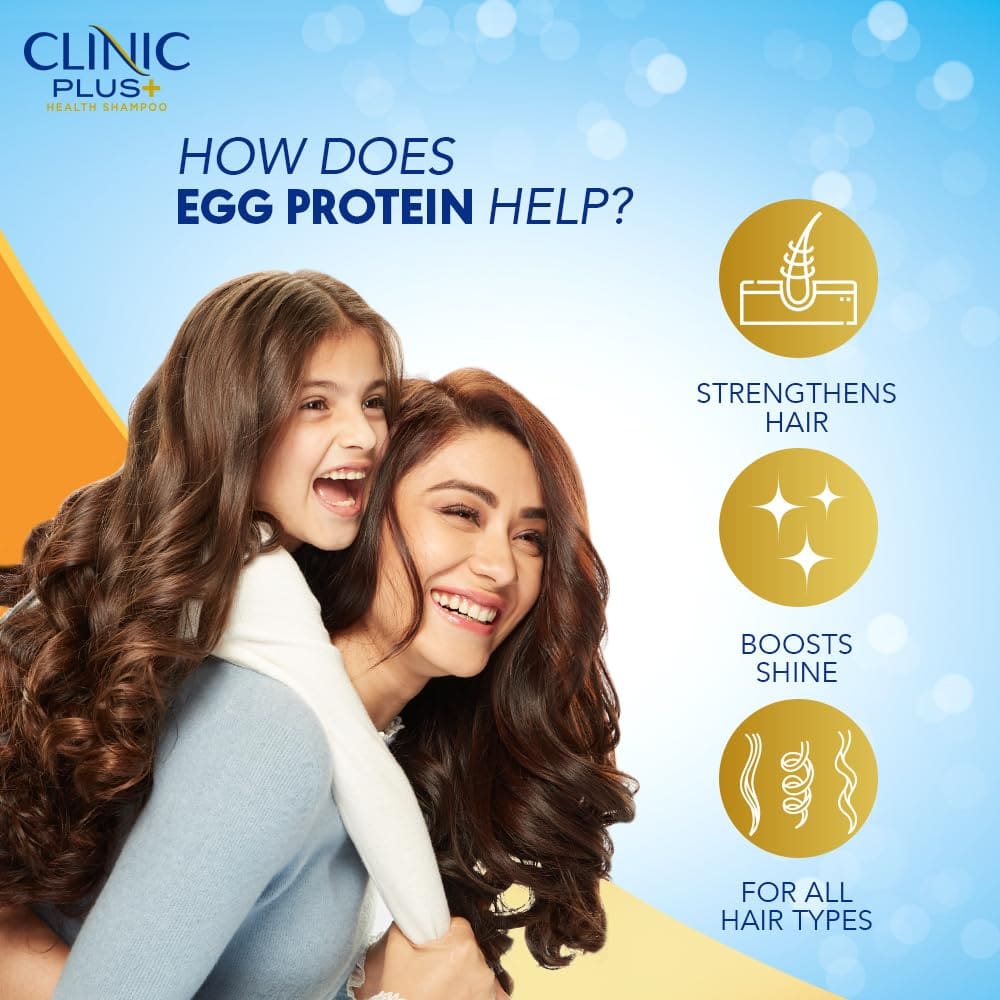 Clinic Plus Strength & Shine Shampoo with Egg Protein for Strength, Shine and Smoothness, 175