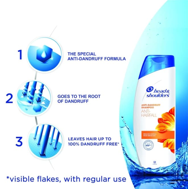 Head & Shoulders, Anti Dandruff Shampoo, Anti Hairfall, 180 ML