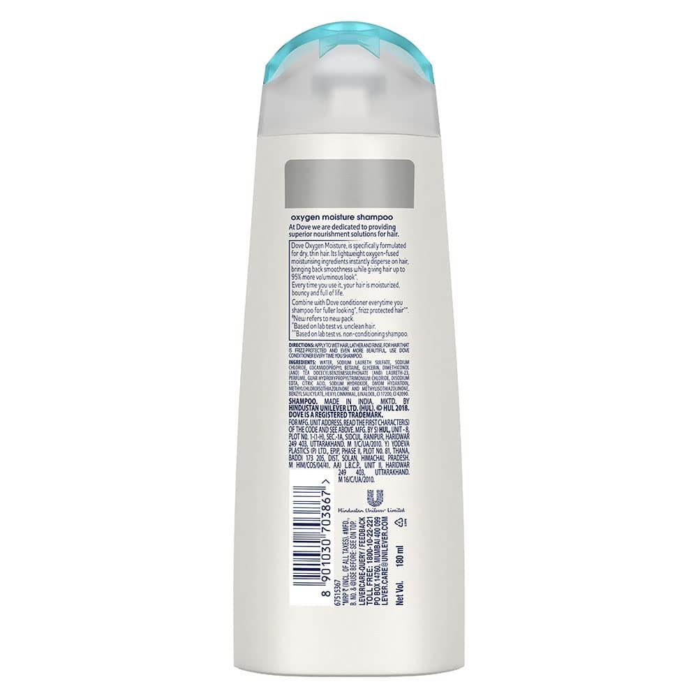 Dove Oxygen Moisture Shampoo, 180 ml