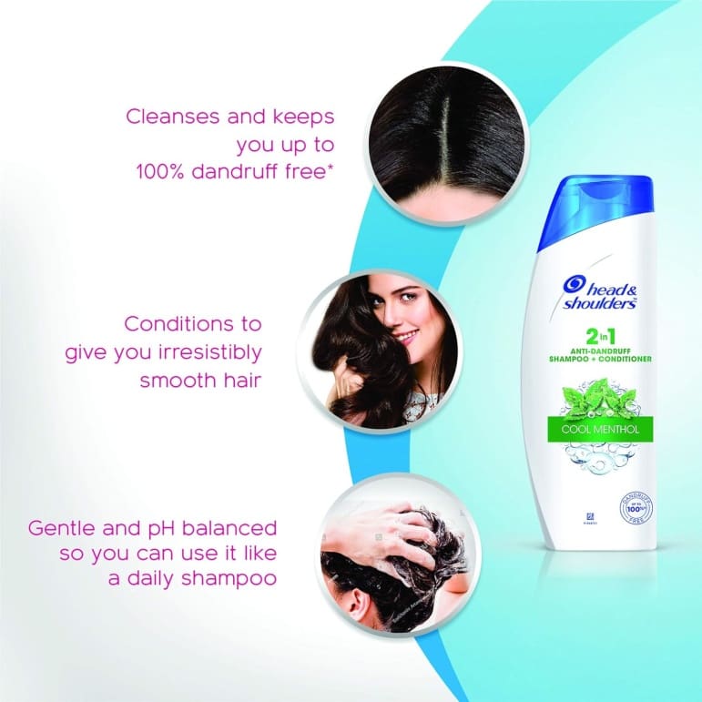 Head & Shoulders, Anti Dandruff Shampoo + Conditioner, Cool Menthol, 180 ML