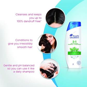 Head & Shoulders, Anti Dandruff Shampoo + Conditioner, Cool Menthol, 340 ML