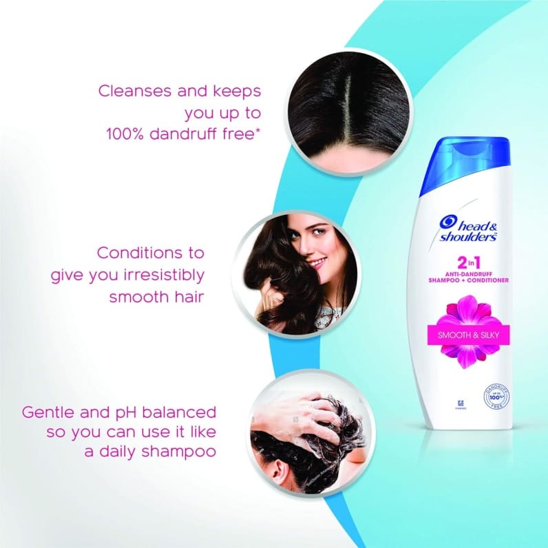 Head & Shoulders Smooth and Silky 2-in-1 Shampoo + Conditioner, 340ml