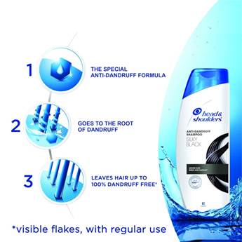 Head & Shoulders , Anti Dandruff Shampoo, Silky Black, 180 ML