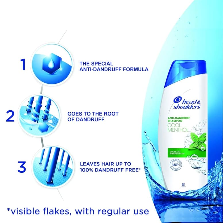 Head & Shoulders Cool Menthol Anti Dandruff Shampoo, 340ml