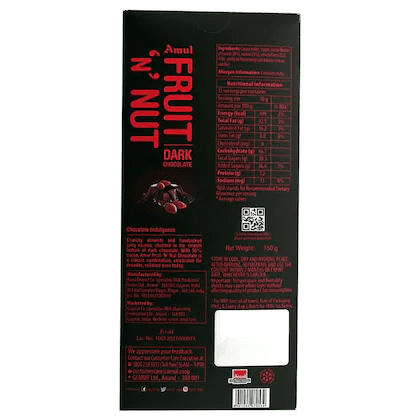 Amul Fruit N Nut, Dark Chocolate, 150 g
