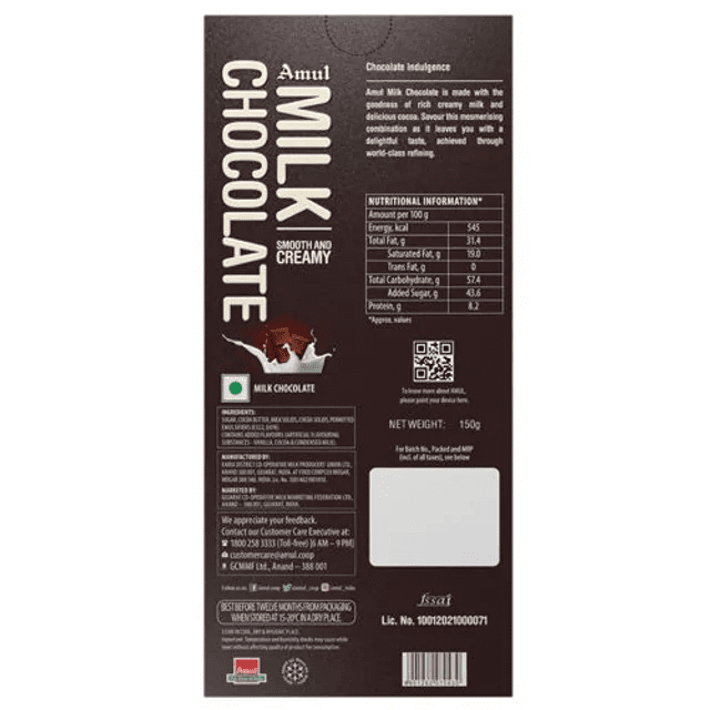 Amul Milk Chocolate, 150 g