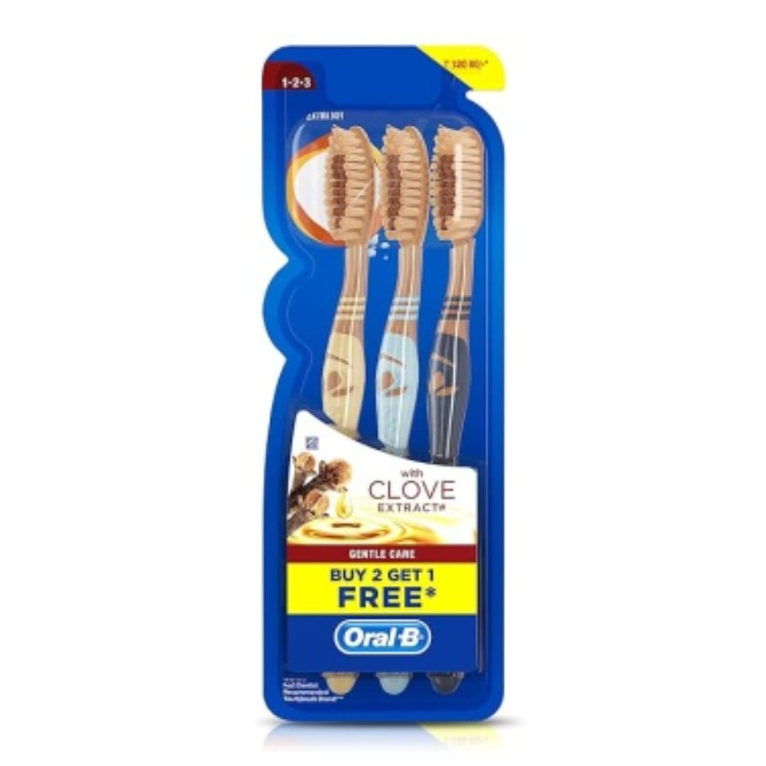 Oral-B Gentle Care Toothbrush with Clove Extract, Extra Soft (Buy 2 Get 1 Free)