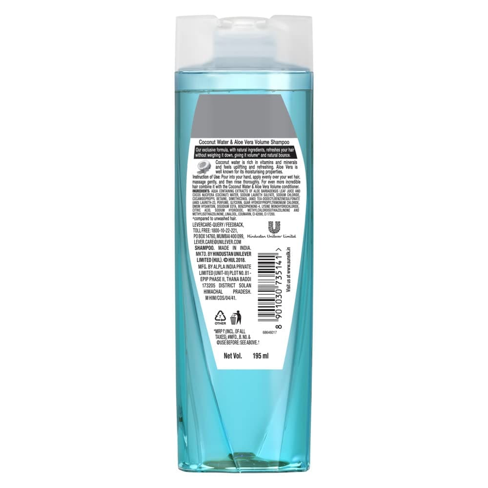 Sunsilk Coconut Water & Aloe Vera Volume Hair Shampoo, 195 ml