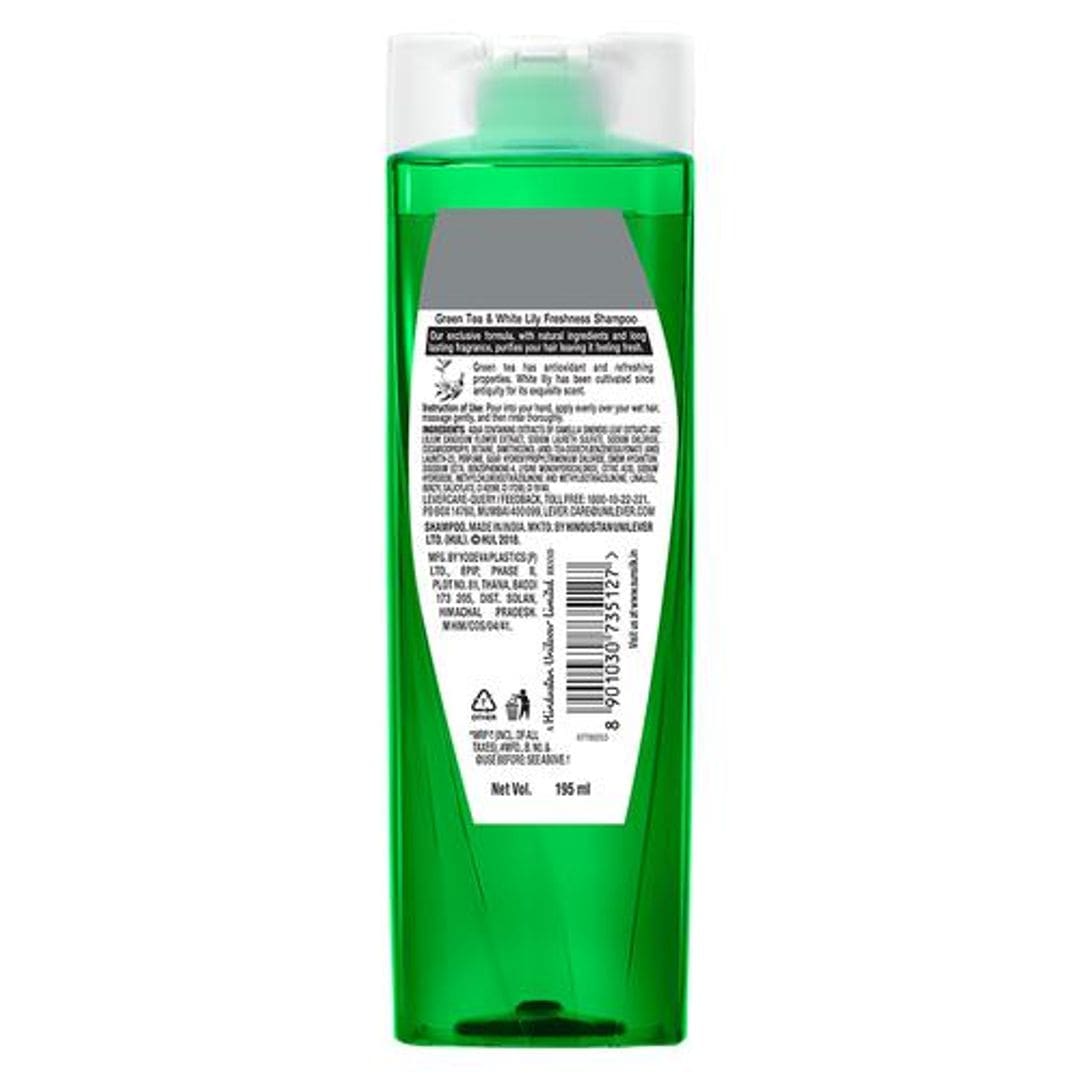 Sunsilk Freshness Hair Shampoo - Green Tea & White Lily, For Freshly Fragrant & Lively Hair, 195 ml