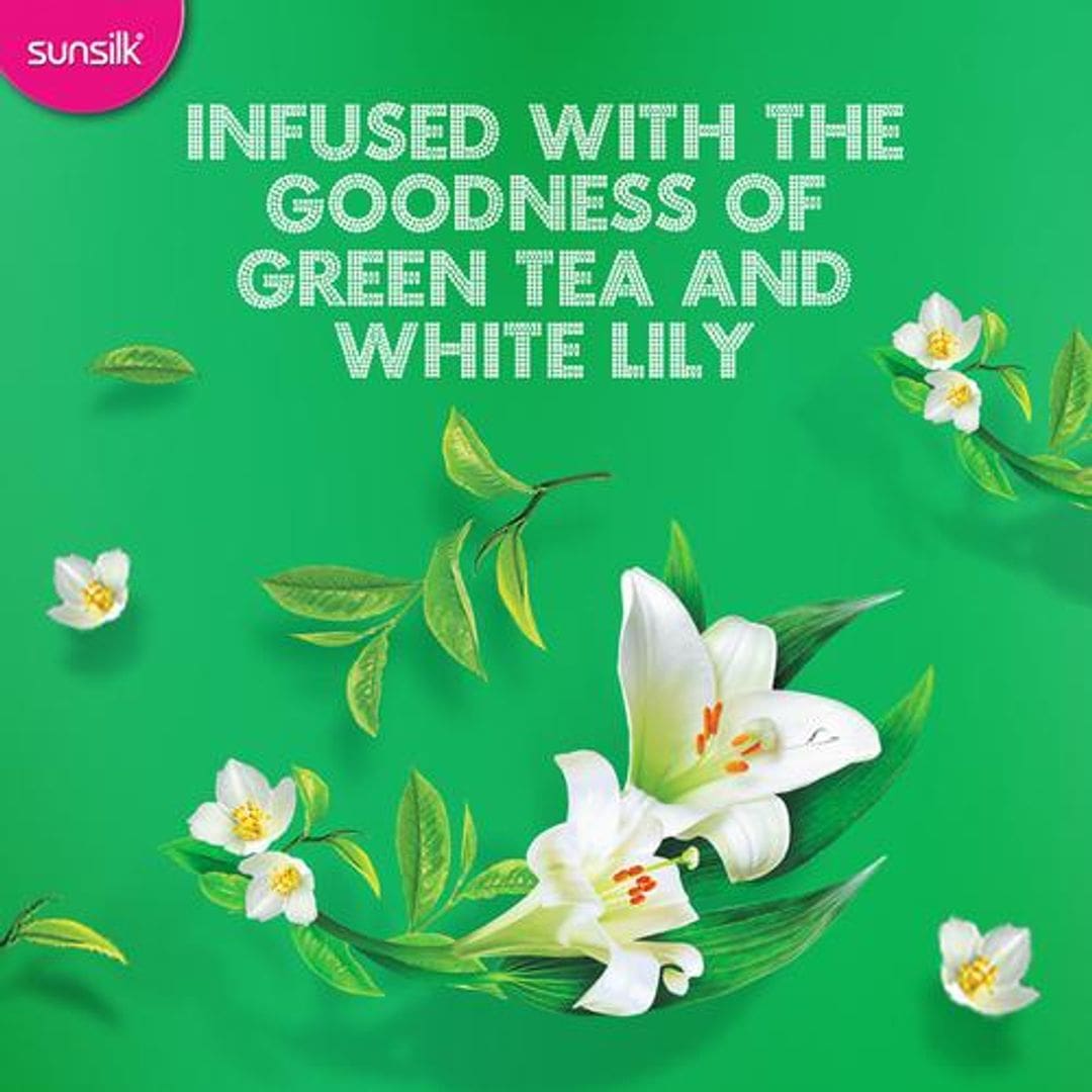Sunsilk Freshness Hair Shampoo - Green Tea & White Lily, For Freshly Fragrant & Lively Hair, 195 ml