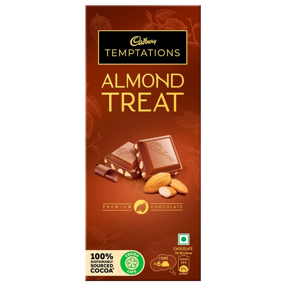 Cadbury Temptations Almond Treat Premium Chocolate Bar, 72gm