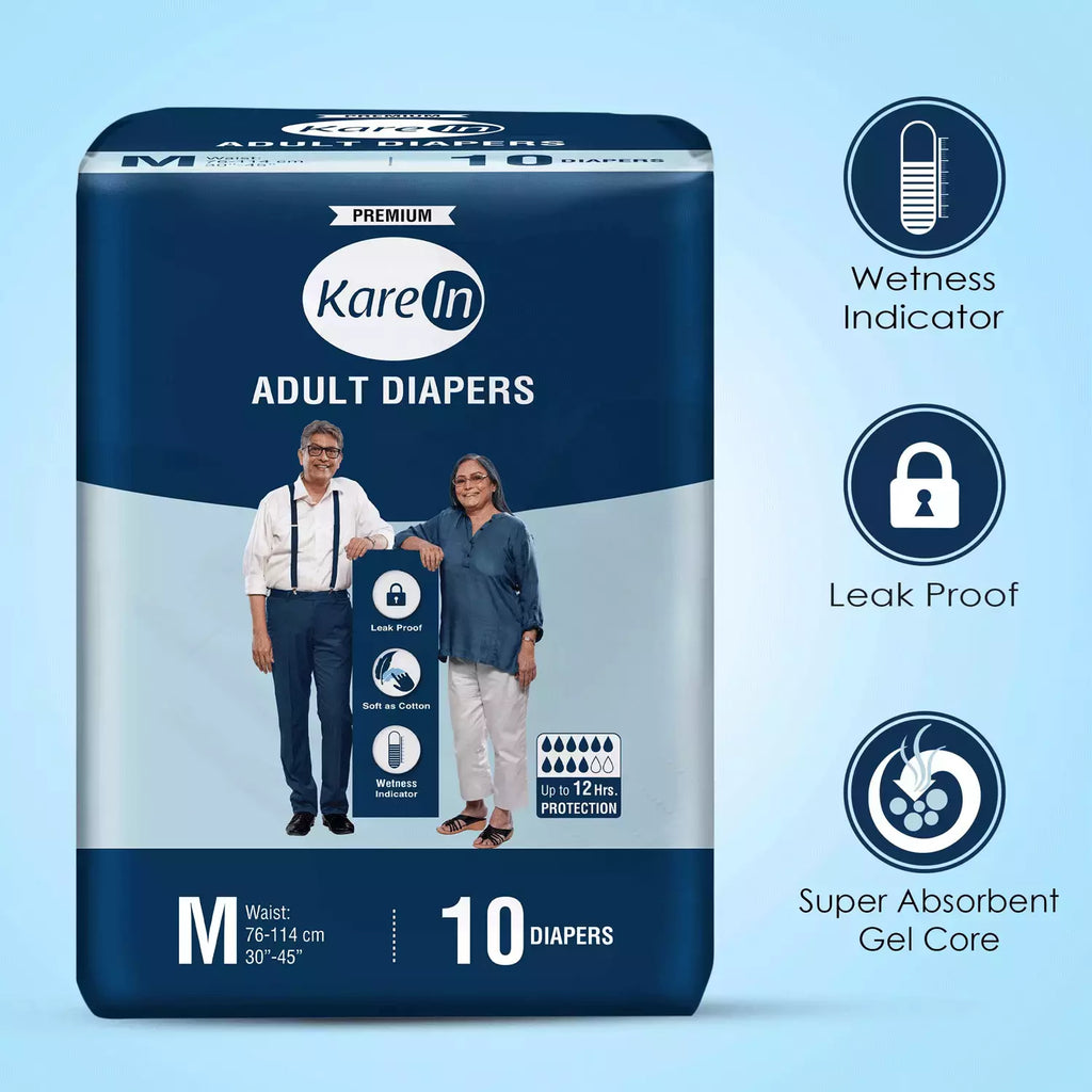 KareIn Classic Adult Diapers, Medium- 10 Count