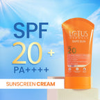 Lotus Herbals Safe Sun Sunscreen Cream, SPF 20 PA+ UVA UVB, 50g