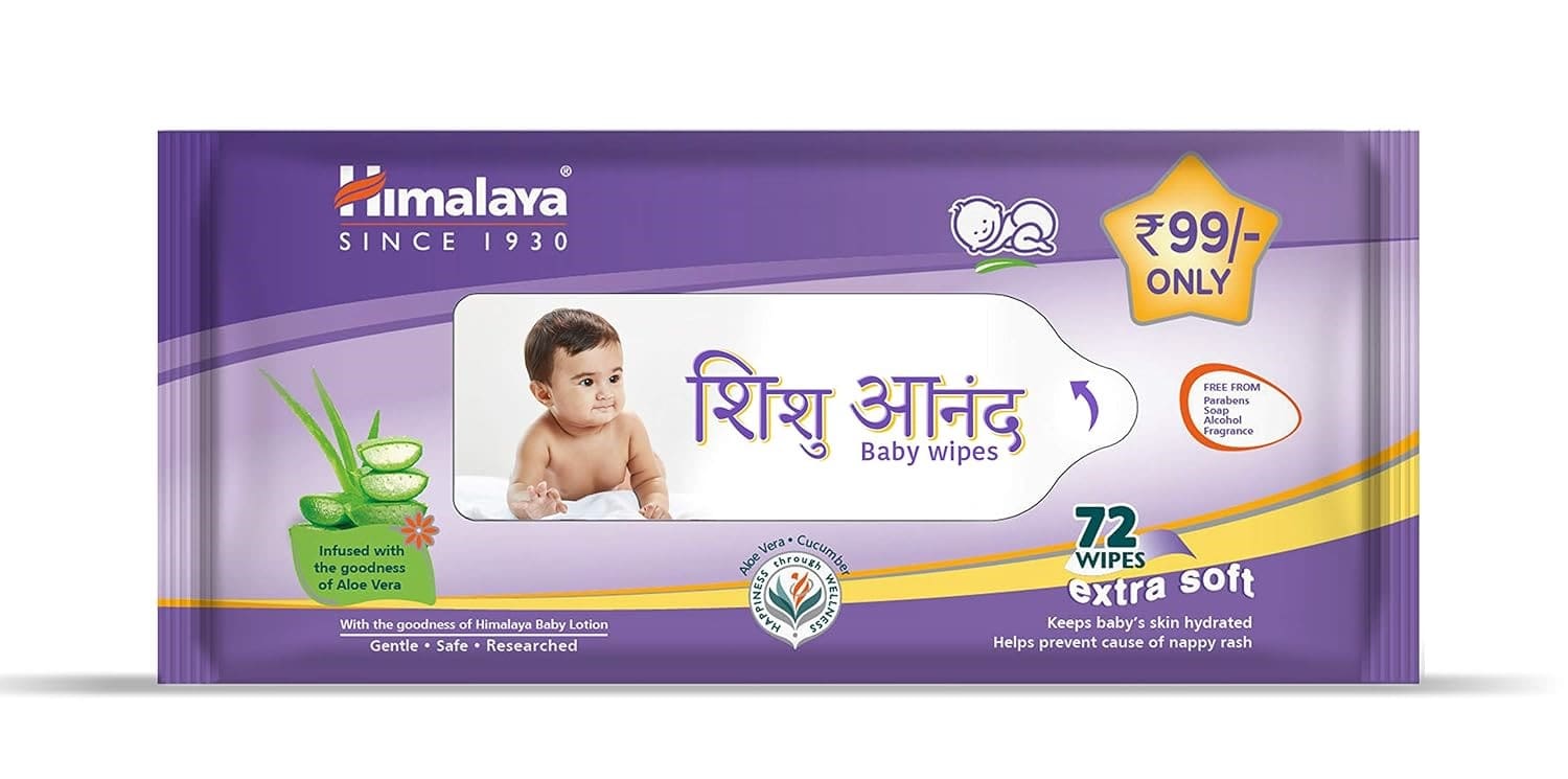 Himalaya Shishu Anand Baby Wipes with Aloe Vera & Licorice, 72 Wipes