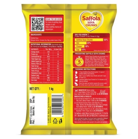 Saffola Soya Chunks, 1kg