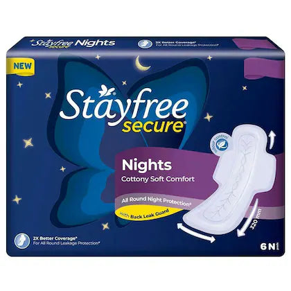 Stayfree Secure Nights Cottony Comfort, 6 Units